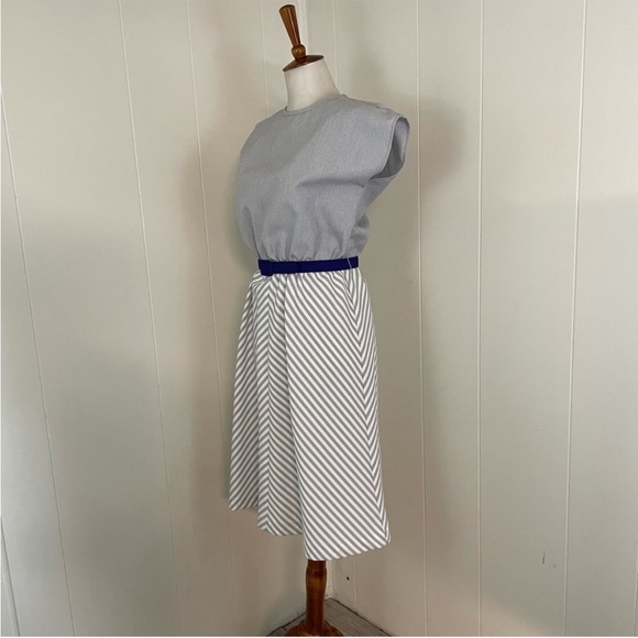 Vintage 70s Dress Women’s M Stripe Cap Dolman Sleeve A-Lime Blouson‎ Midi - Picture 5 of 10